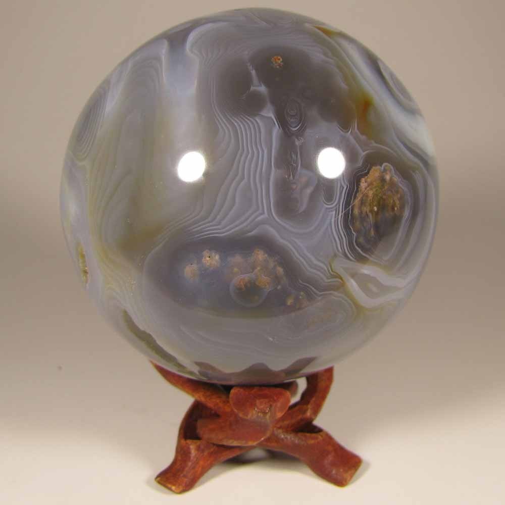 3″ BANDED AGATE Crystal Sphere Ball w/ Stand – Madagascar – 76mm – 1.4 lbs.