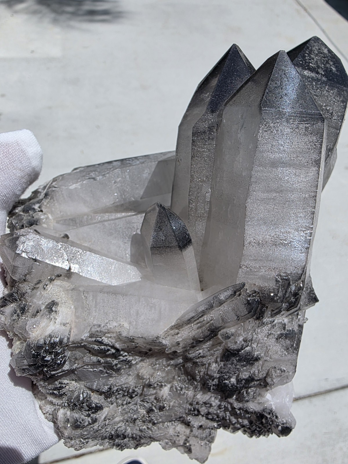 5LB 8″ Natural Smoky Quartz Crystal Cluster Phantom Point Specimen WITH STAND