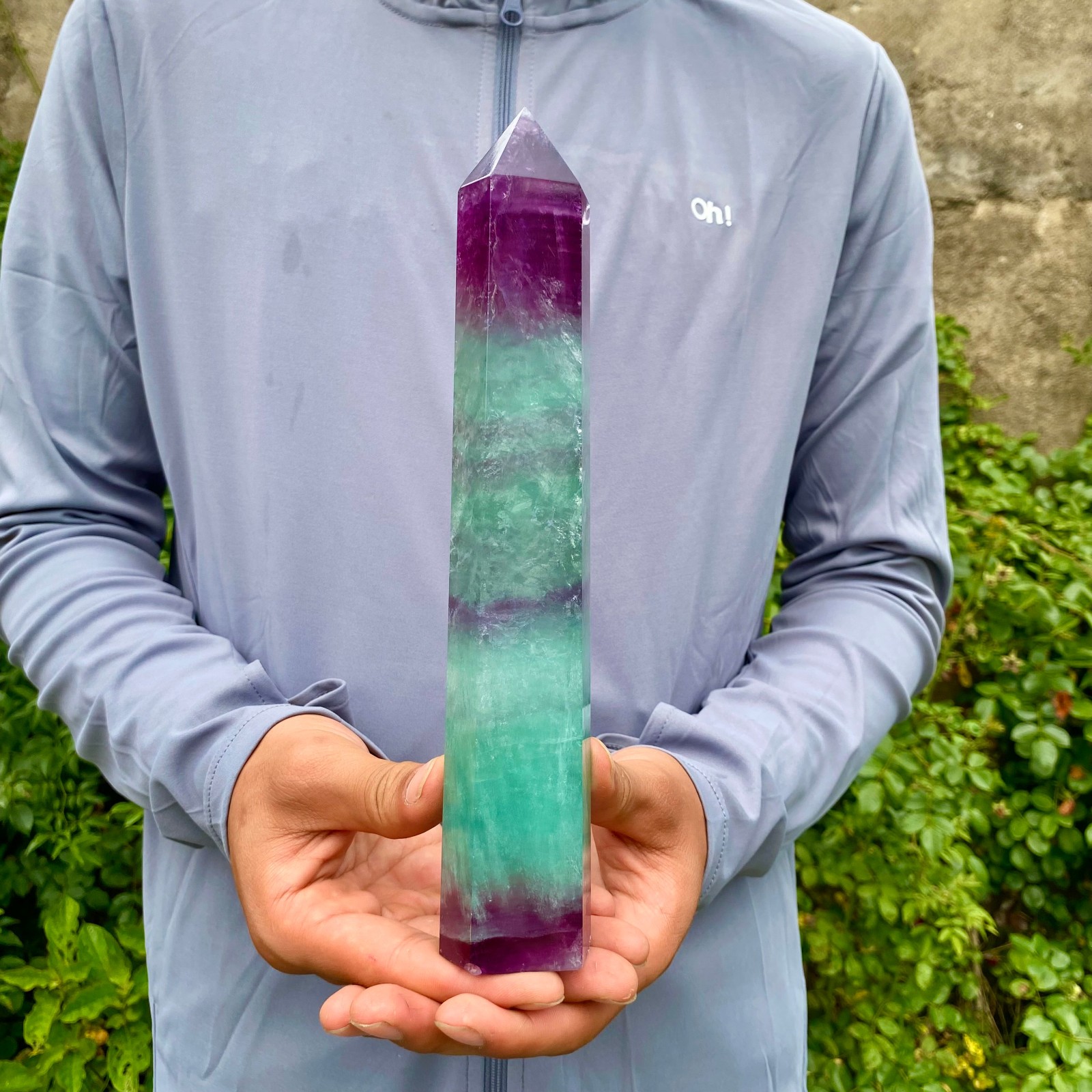 1.9LB Natural unique colored fluorite pillar quartz crystal sample