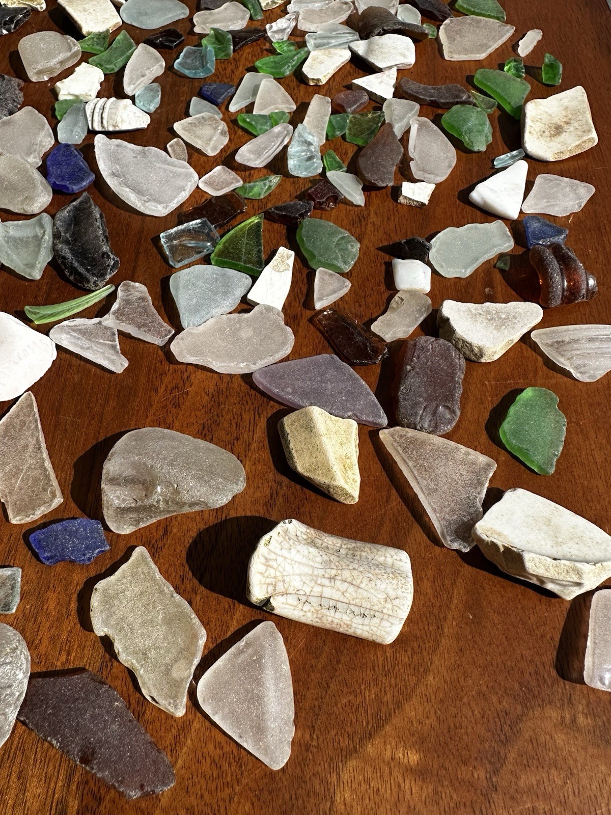 1 Plus Pounds of Natural Pa. River Glass- Green, Brown, Clear, White & Others