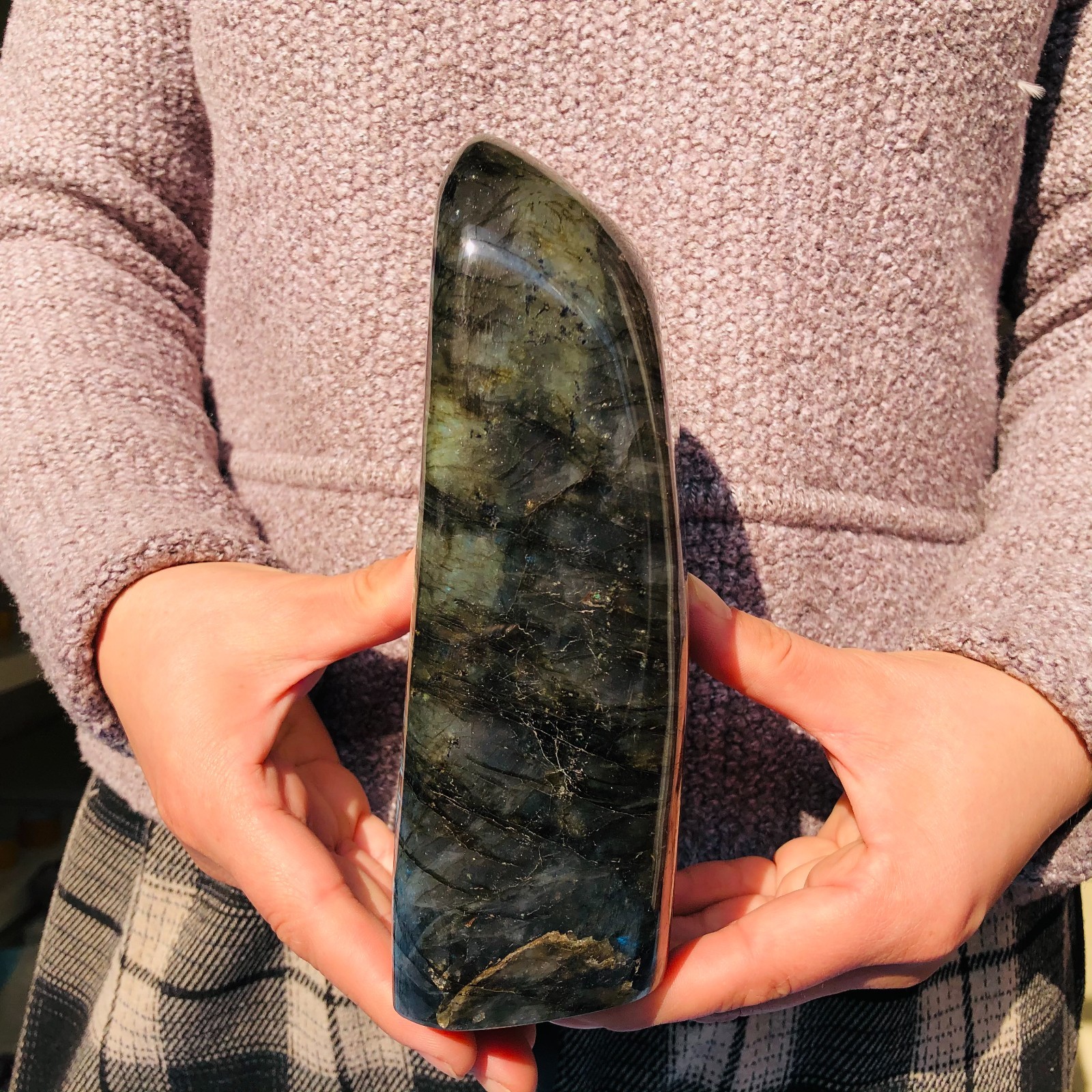 3.9LB Natural Labradorite Quartz Crystal Mineral Spectrolite Healing