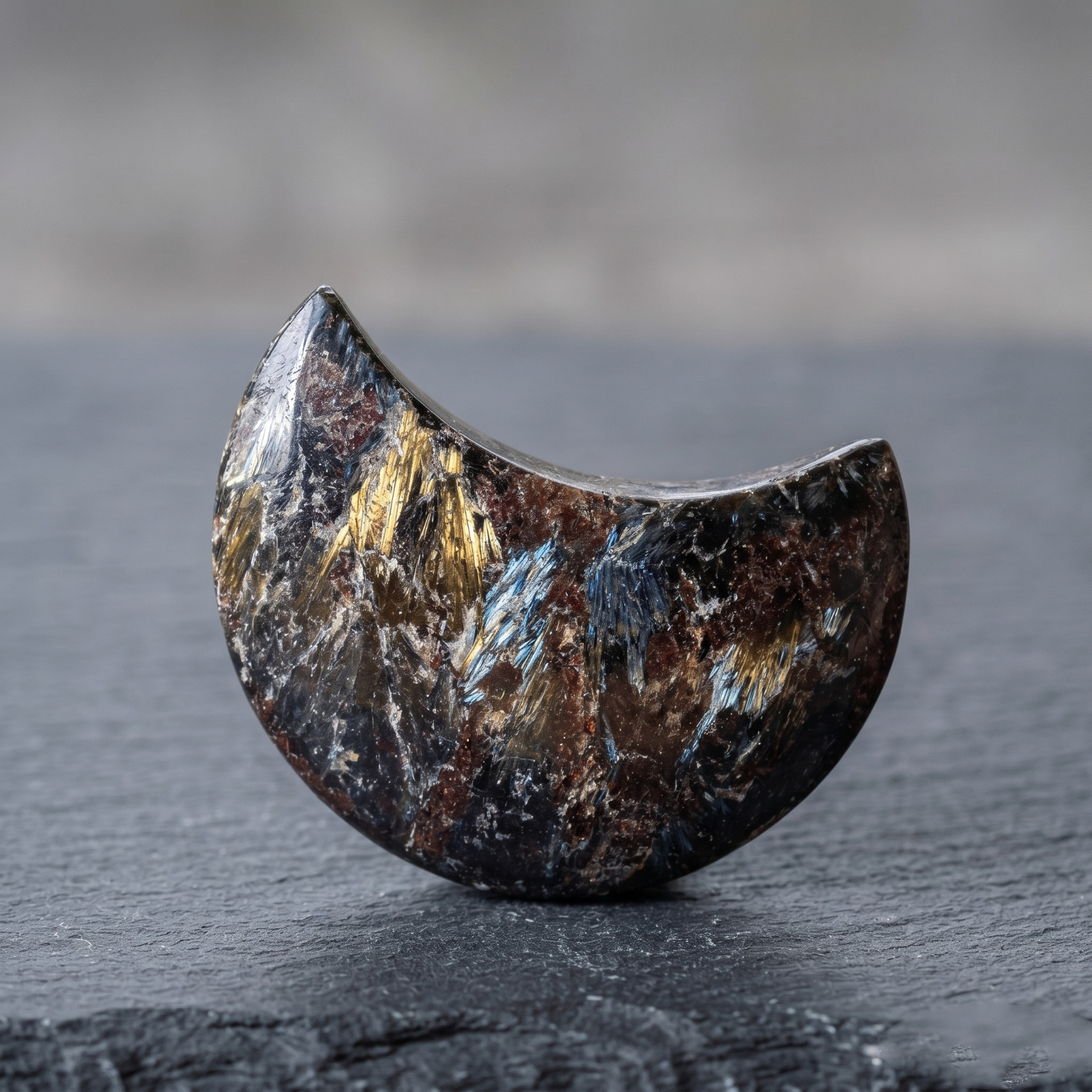 Arfvedsonite Moon Palm Stone 7-8cm Natural Flash Crystal