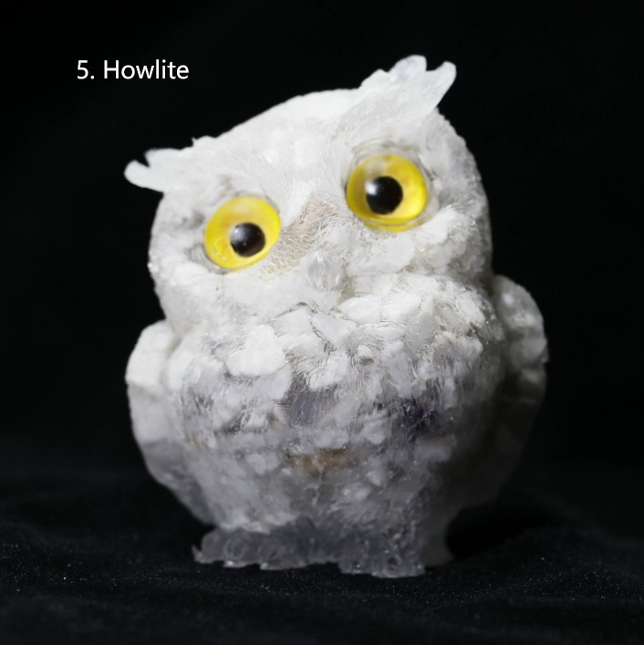 5PCS Natural Crystal Owl Carving Birds Figurine Decor Healing Stone Animals Gift