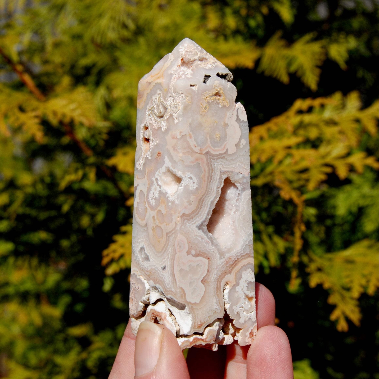 3.75in 119g PINK Crazy Lace Agate Druzy Crystal Tower, Indonesia
