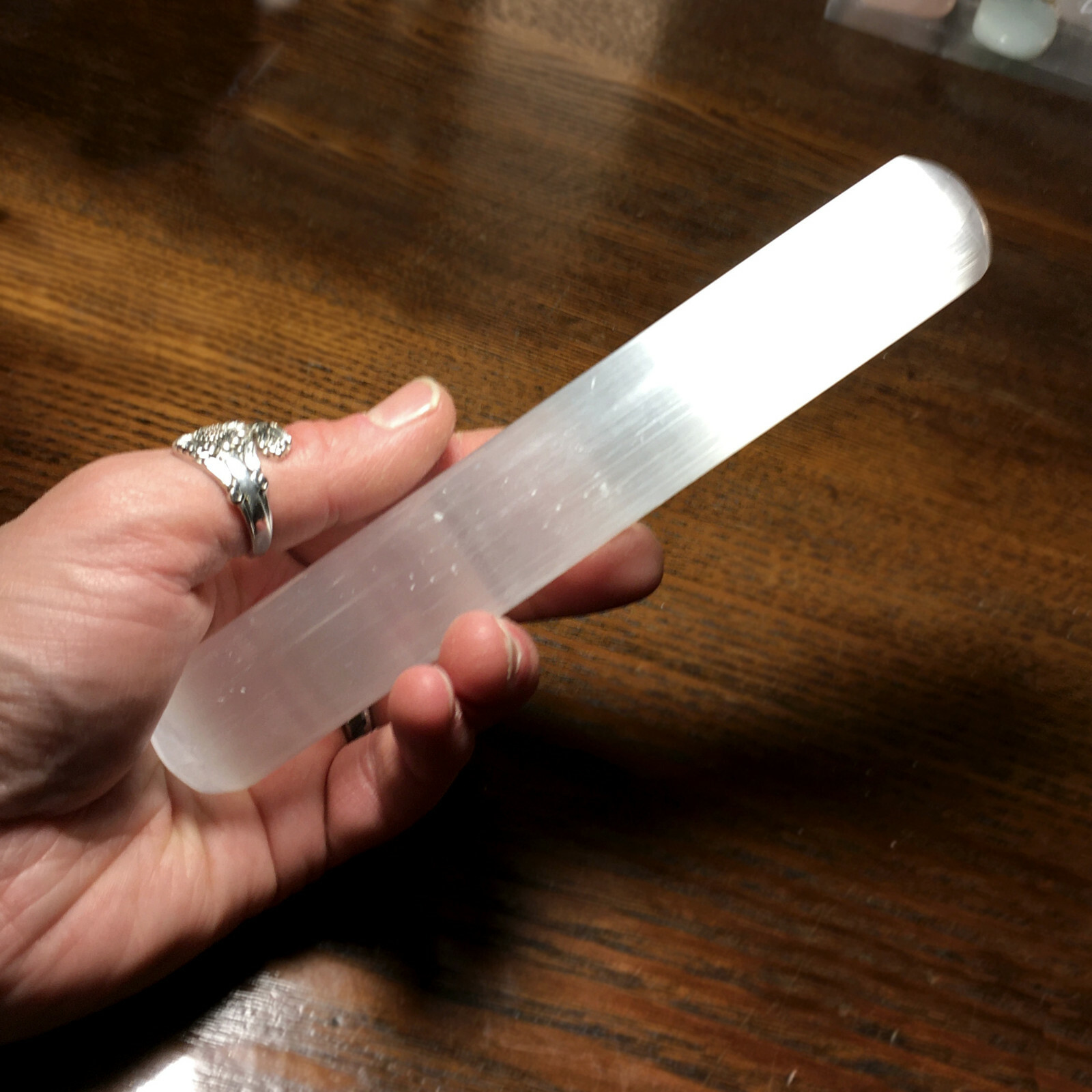Selenite Crystal Massage Wand 6.5″ Smooth Polished Round Heal Reiki CHARGE Prote