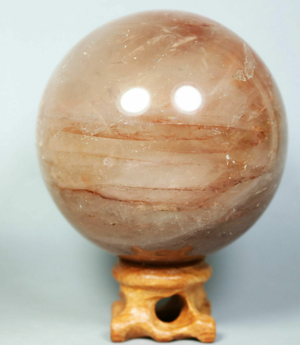 Natural RED FIRE QUARTZ Hematoid Crystal PHANTOM MULTI INCLUSIONS Sphere Stand