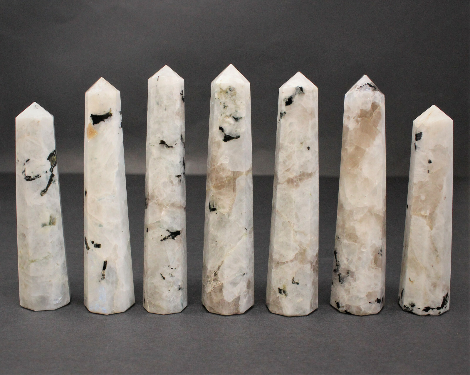 Rainbow Moonstone Obelisk (6-Sided, ‘A’ Grade, Moonstone Crystal Tower, Point)