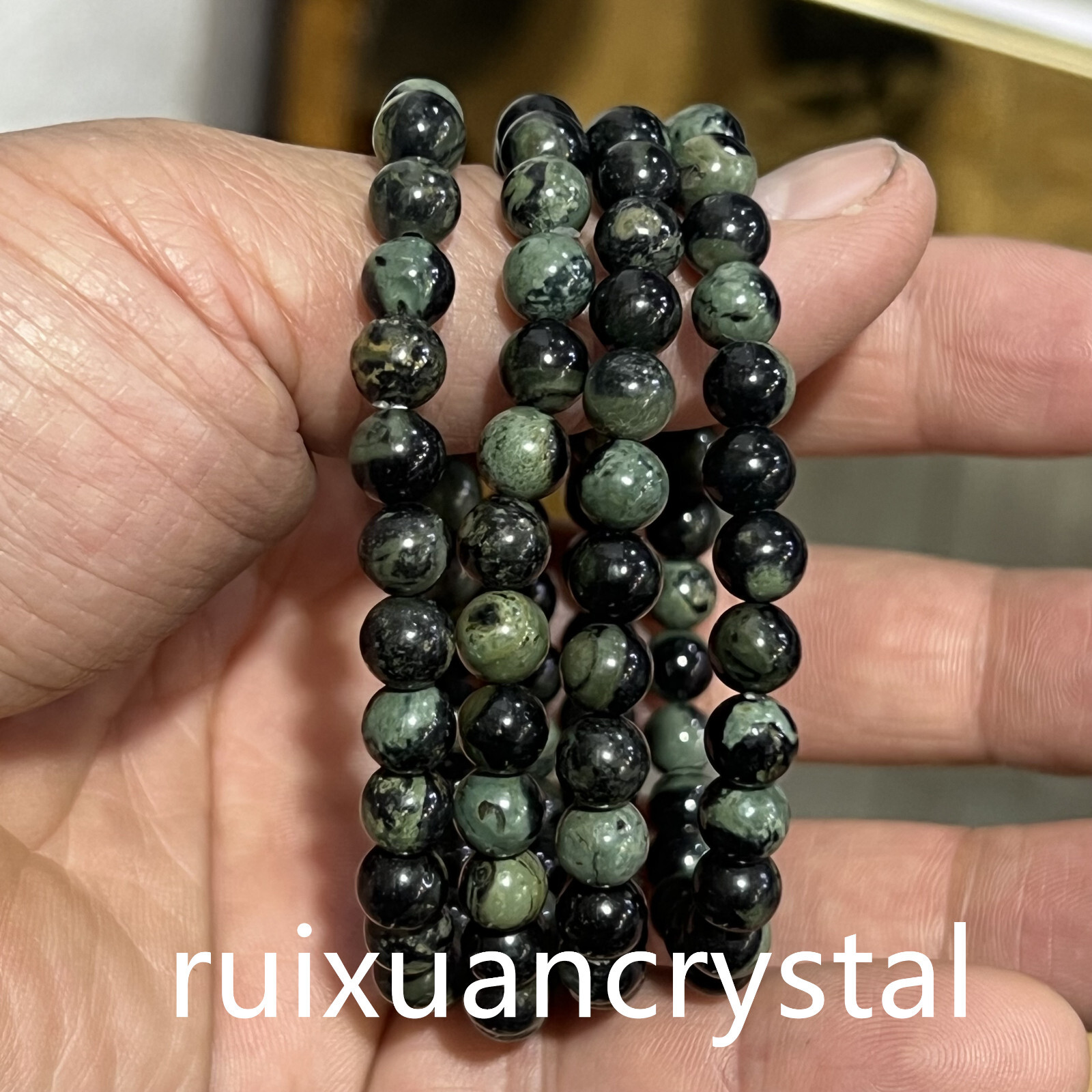 Wholesale Lot 6pcs Natural Peacock’s eye stone 6 mm 7.5″Crystal Stretch Bracelet