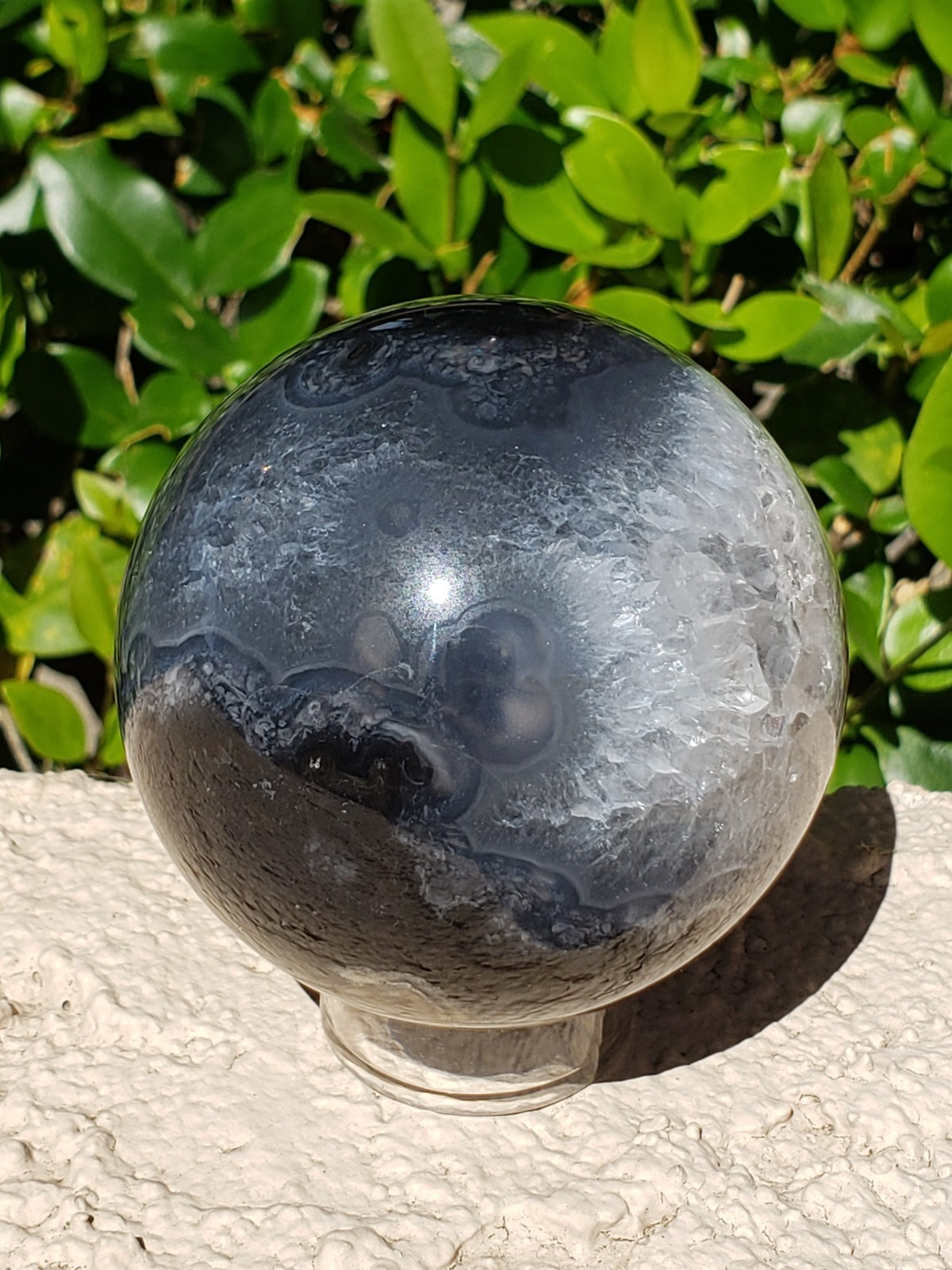 2.63″ Volcano Agate Quartz Crystal Sphere Ball Orb Stunning Green UV, 400g