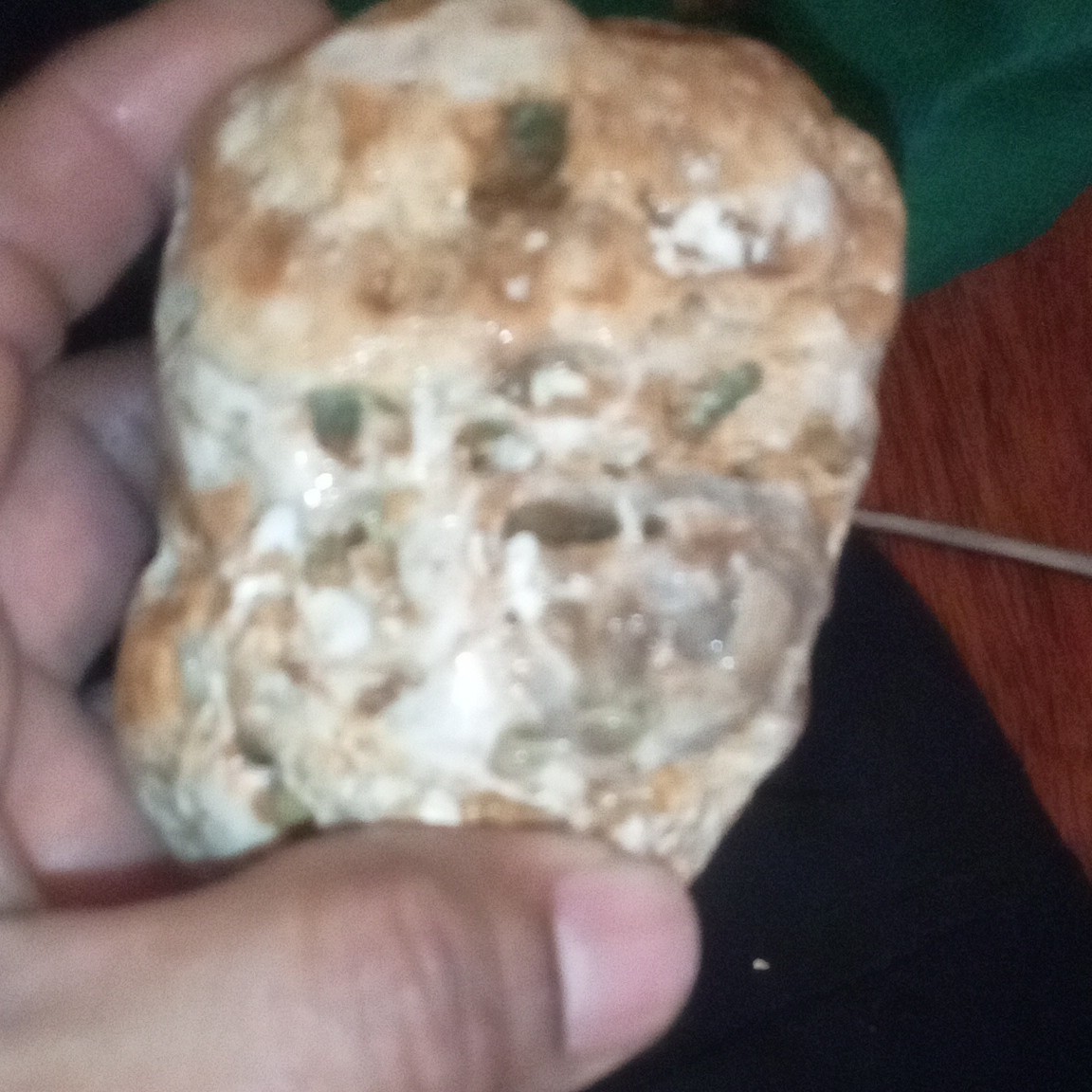 Rough Brown White Mineral Specimen Rock With Green Inclusions (Unidentified)