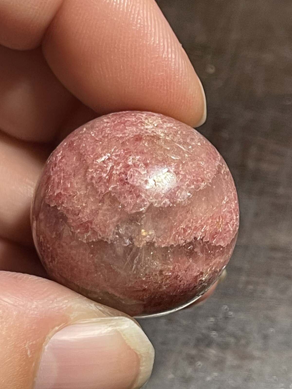 Rhodonite and Quartz Mini Sphere Ball Orb Marble Crystal 26.1mm 30g