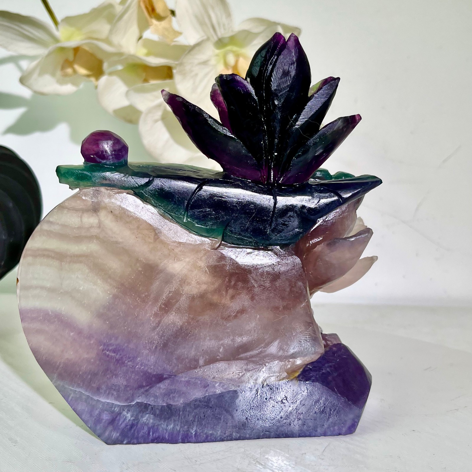 4.47LB Natural fluorite quartz products, hand carved and polished spiritual orn