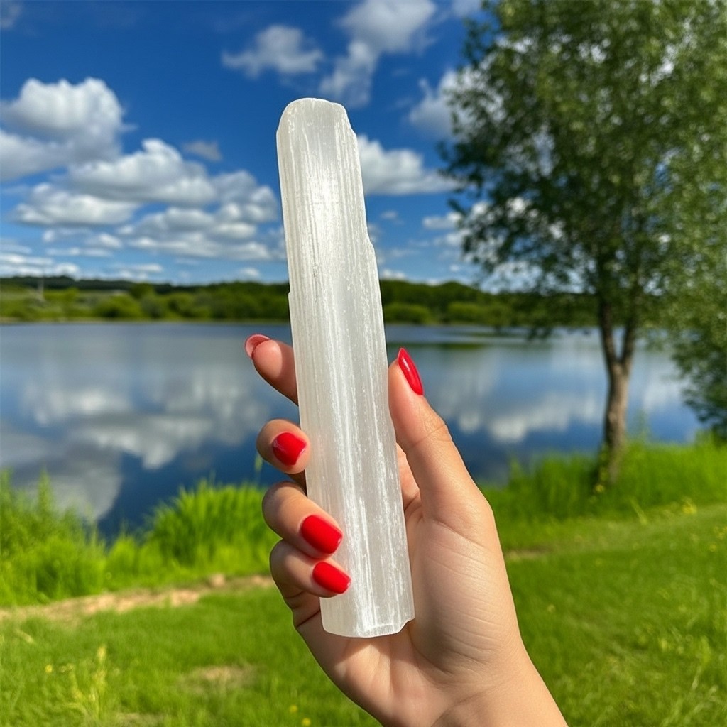 Natural Selenite Wand Set – Reiki Massage Sticks – Crystal Healing Energy Cleans