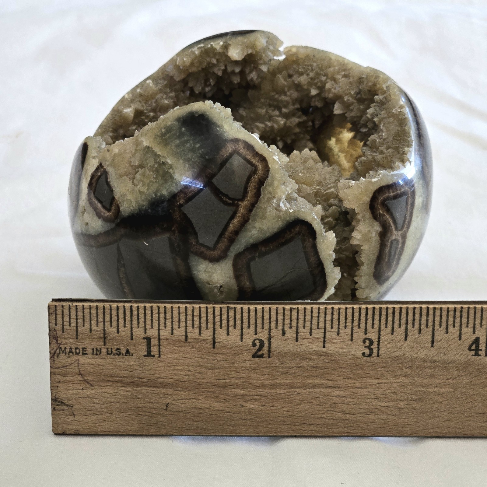 Geode Nodule Opened Polished 3 1/2″ Diameter Approximately Unbranded No Location
