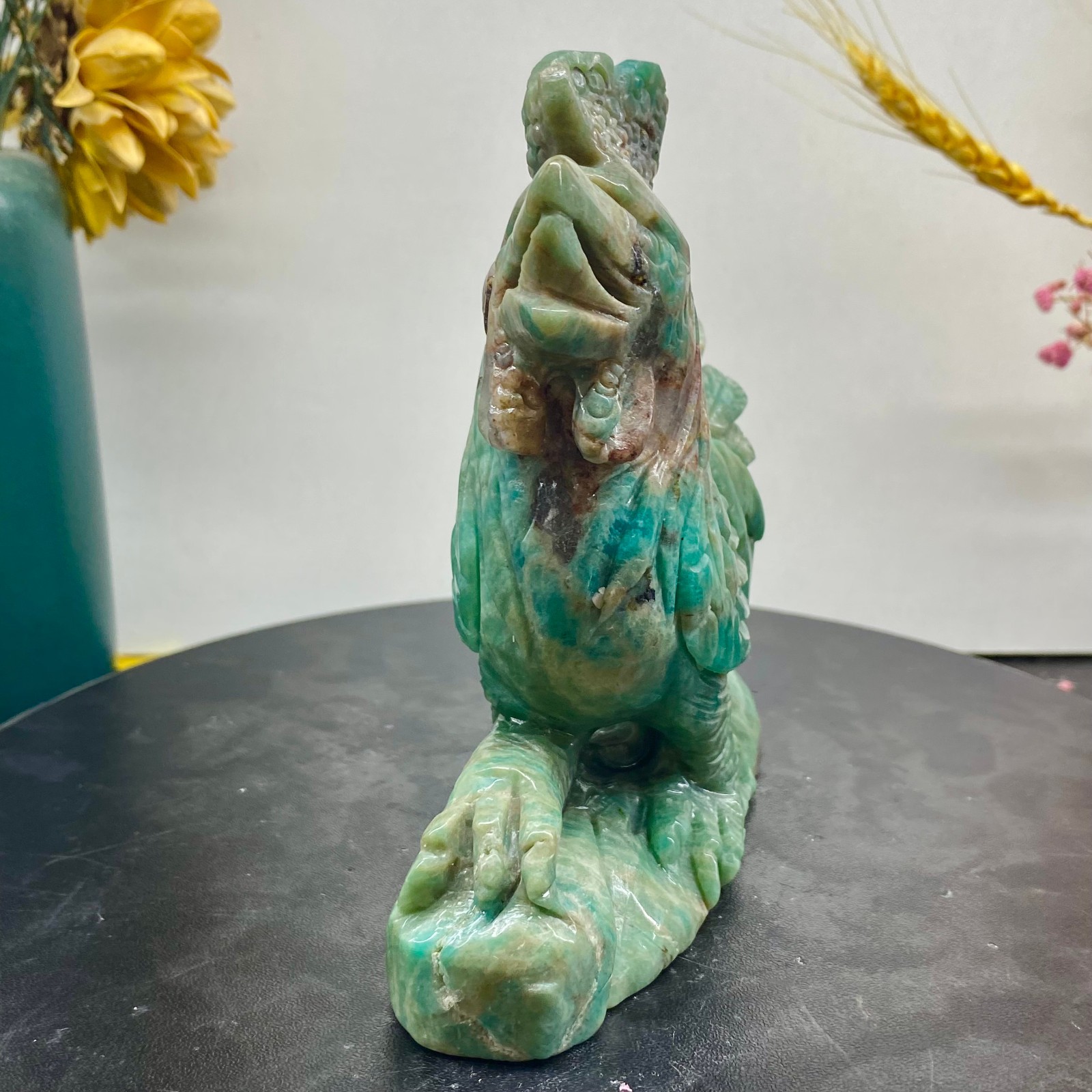 1.52LB Natural Amazonite Carving chicken Hand Carved Crystal Healing Decor