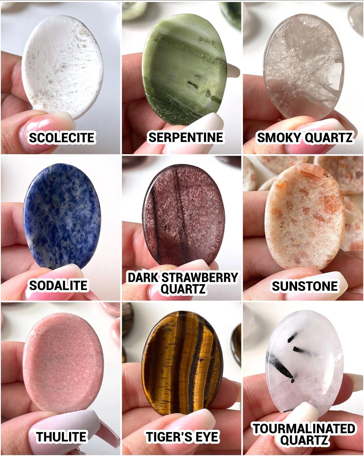 Natural Crystal Worry Stone Pocket Meditation Stone Thumb Stone Crystal Lot