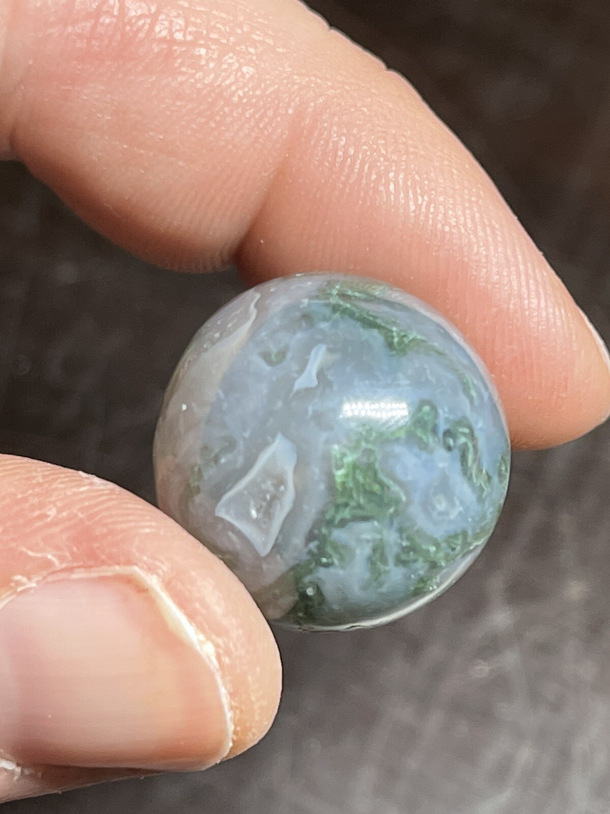 Moss Agate Mini Sphere Ball Orb Marble 19.1mm 9g