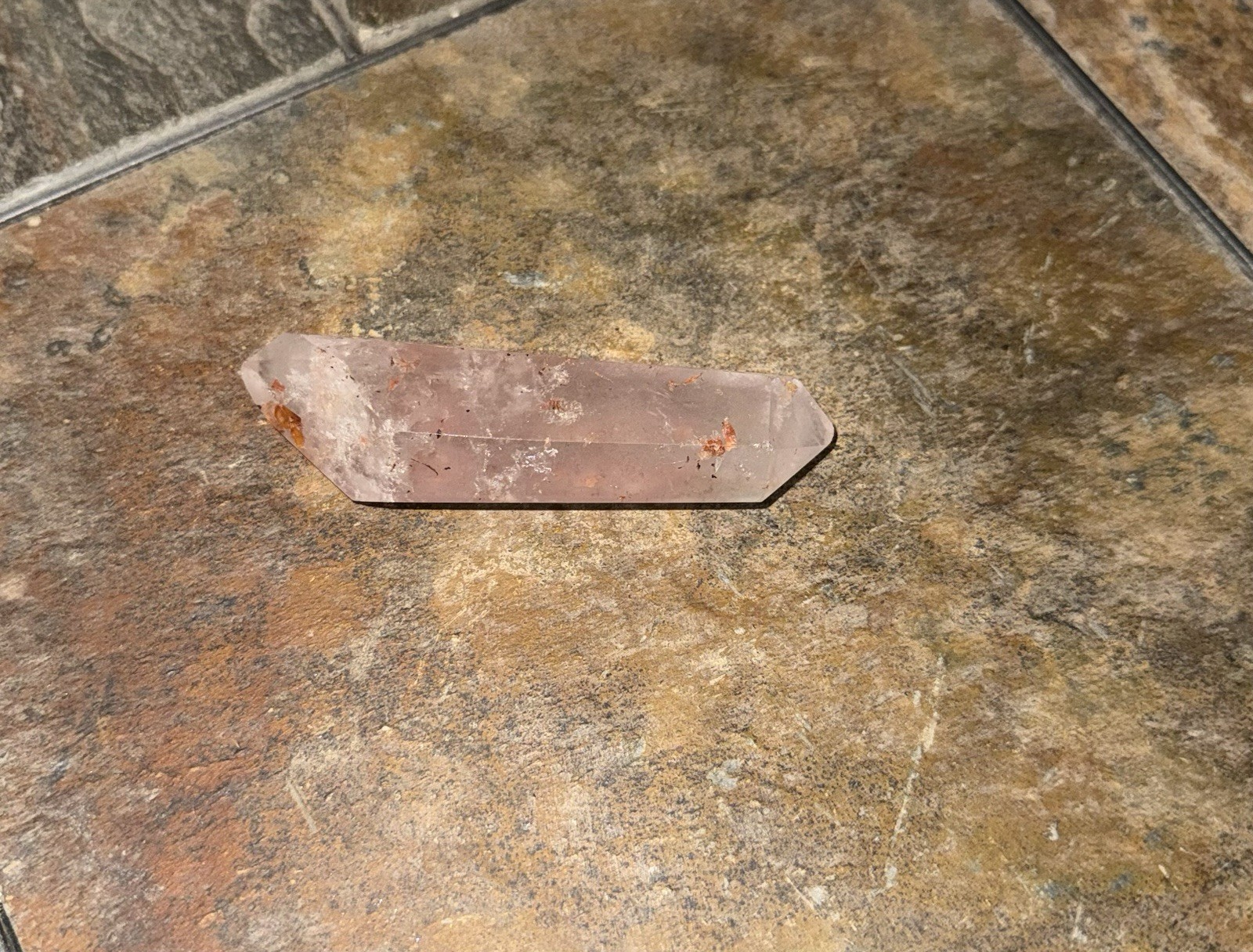 Natural Pink Lemurian Quartz Double-Terminated Crystal Wand