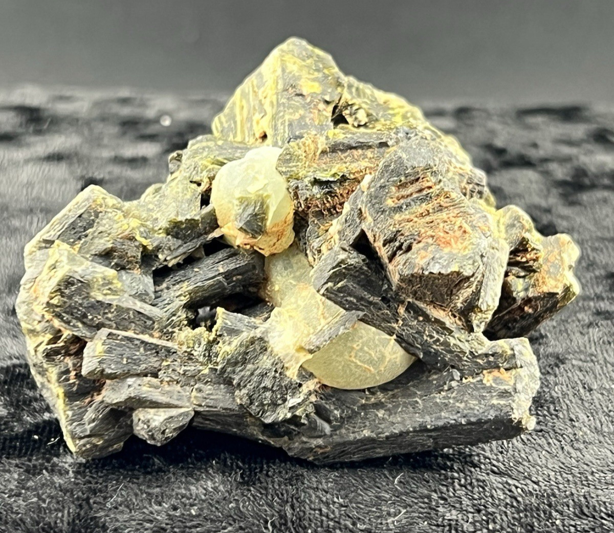 Epidote Crystal Cluster with Prehnite Nodules, Kayes Region, Mali 166 g.