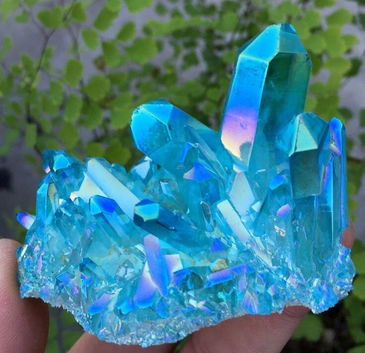 Aqua Aura Blue Quartz Titanium Cluster Mineral Specimen Healing Crystal 80-100g