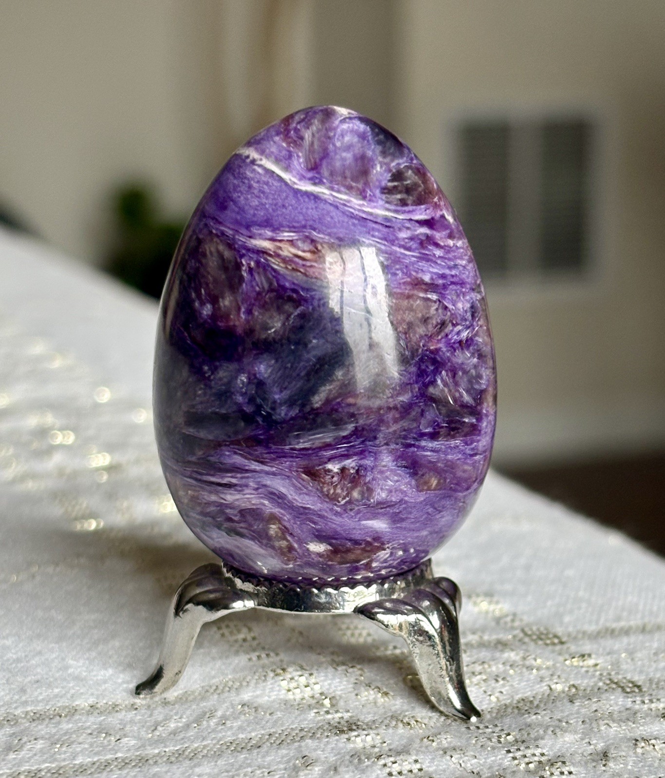 48mm Purple CHAROITE Egg Gemstone Sphere Yakutia, Russia