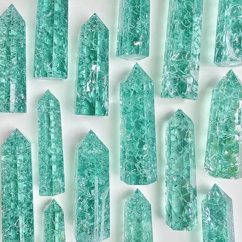 3.15″-3.54″ Natural Blue Crackle Quartz Crystal Tower – Healing Crystal Obelisk