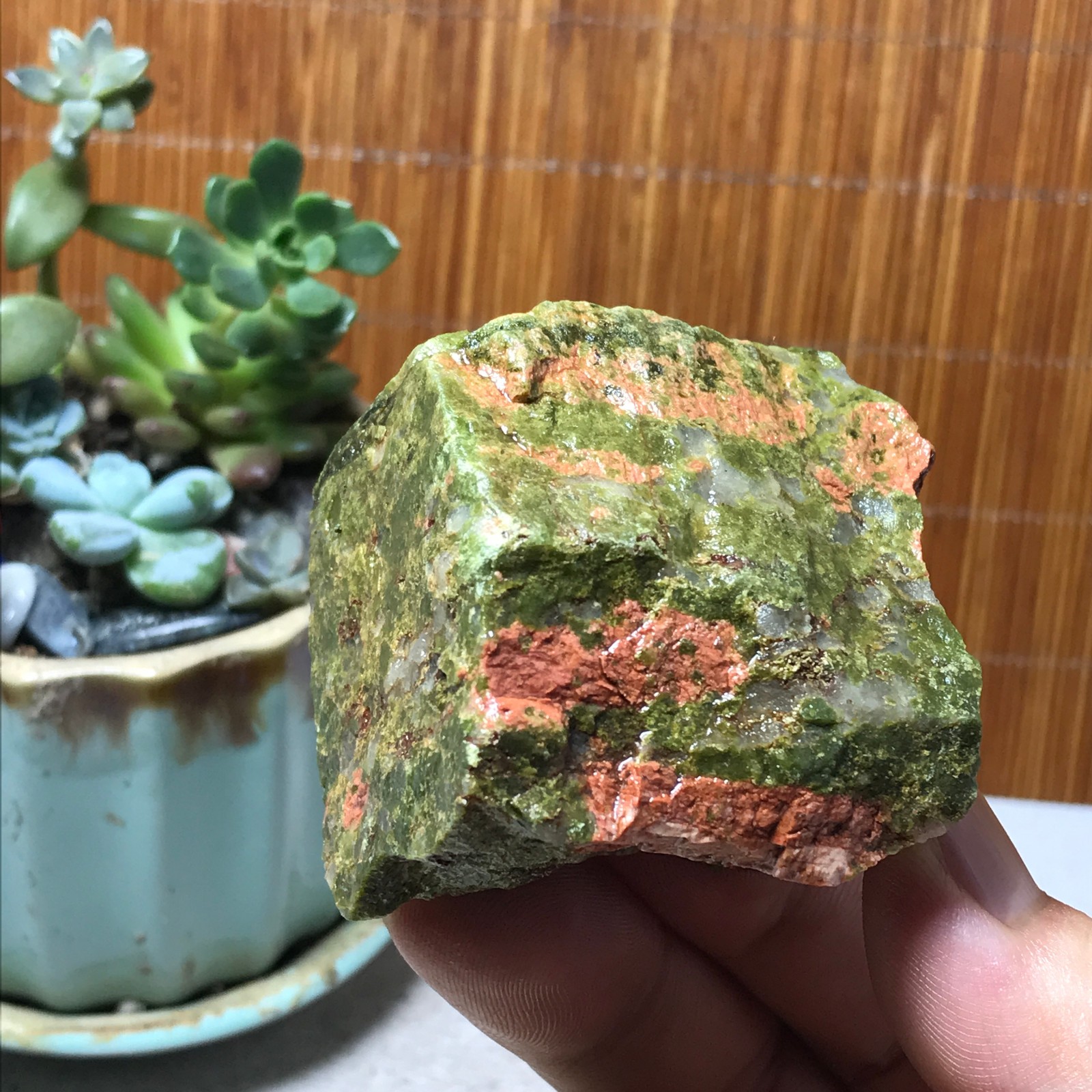 198g Natural Unakite Crystal gemstone Rough Mineral Specimen healing A6350