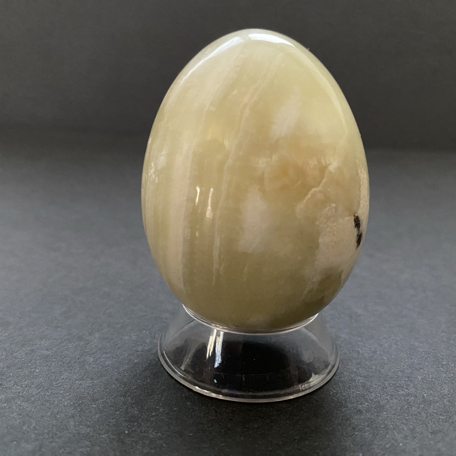 Natural Onyx Stone Egg With Stand Hand Polished Banded Agate Calcite Crystal
