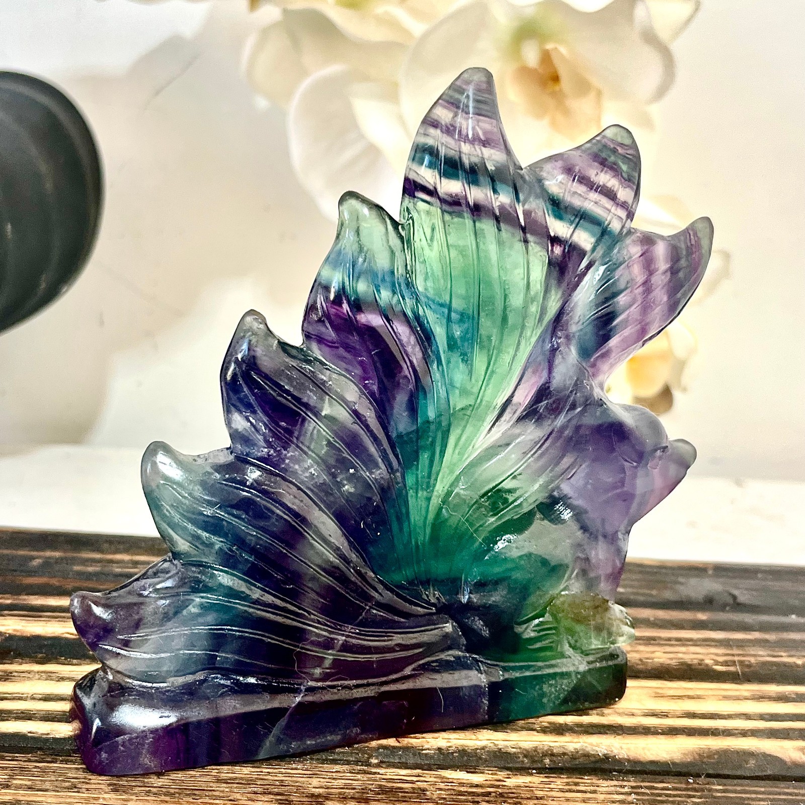 1.47LB Natural fluorite quartz products, hand carved and polished spiritual orna