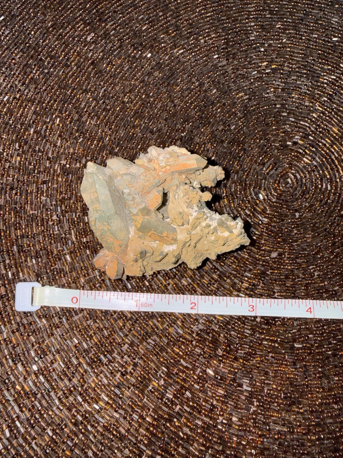 Green Chlorite Quartz Crystal Cluster – Raw Quartz Specimen with Hematite