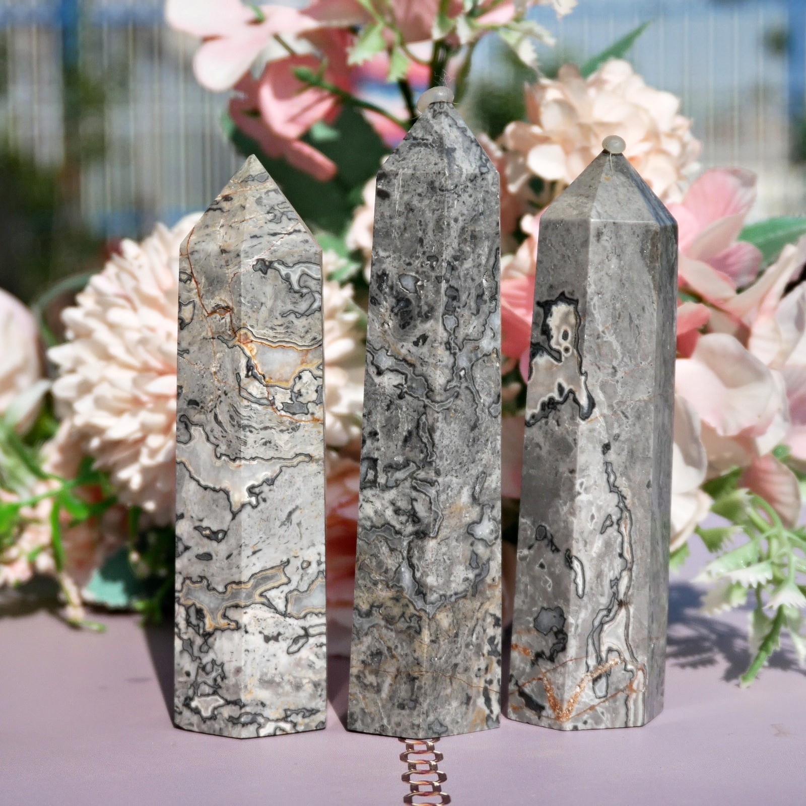 3.5″ Picasso Jasper Point Crystal Tower Natural Healing Stone Reiki Chakra 1PC