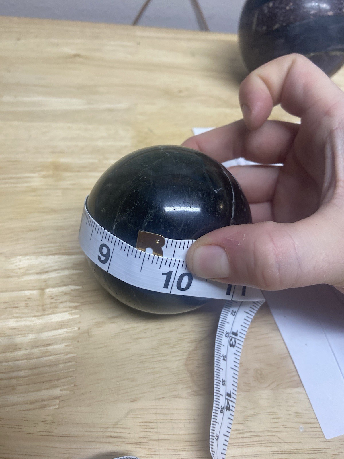 Polished Black/Gray Marble Stone Sphere Ball 594.6 grams 10in Circumference