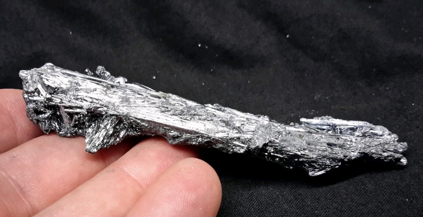 3.75″ Shiny STIBNITE Cluster from Lengshuijiang City, Hunan Province, China