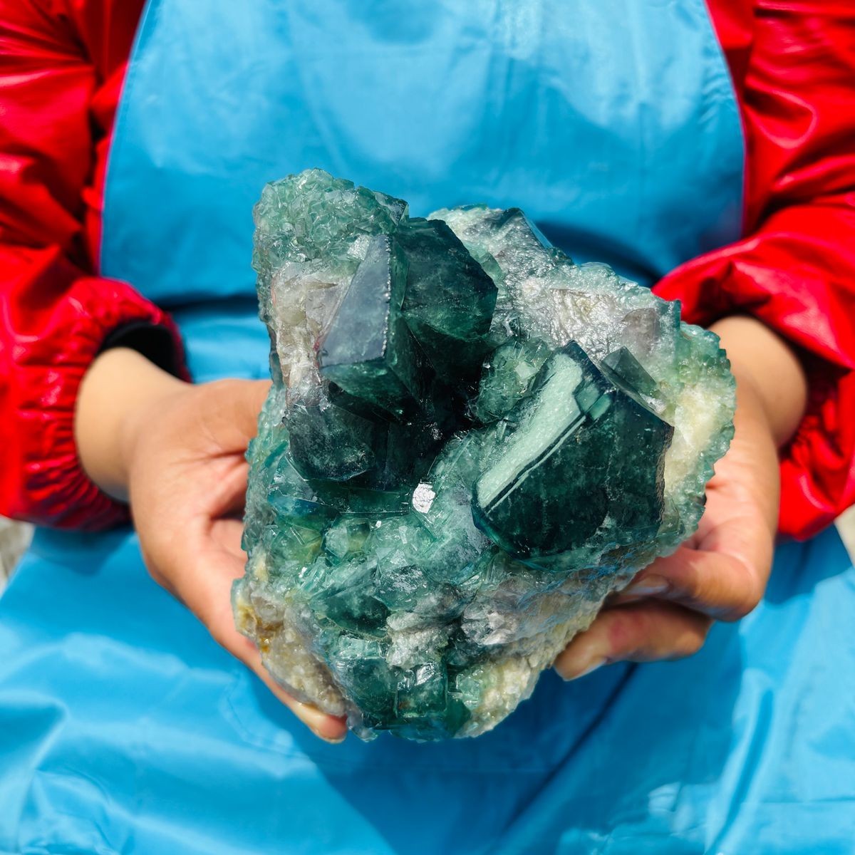 3.93LB Natural Green Fluorite Crystal Cluster Cubic Fluorite Specimen healing