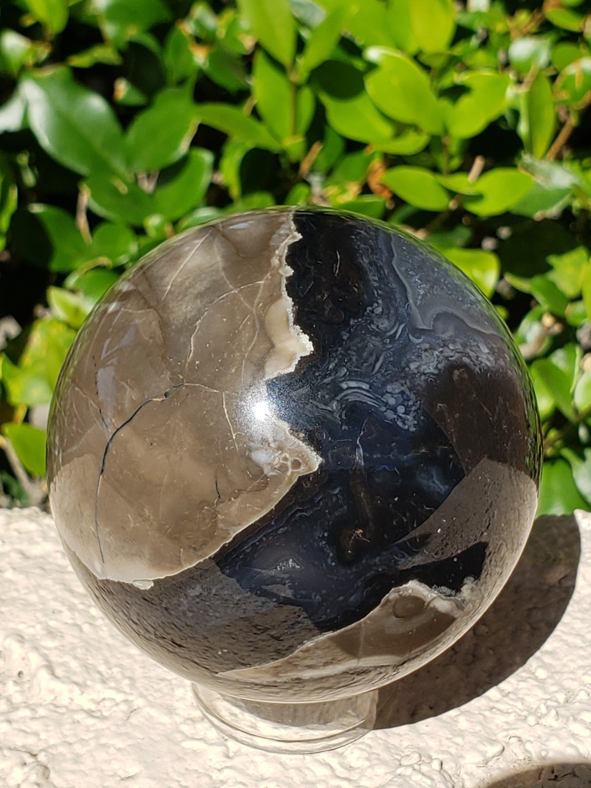 2.63″ Volcano Agate Quartz Crystal Sphere Ball Orb Stunning Green UV, 400g