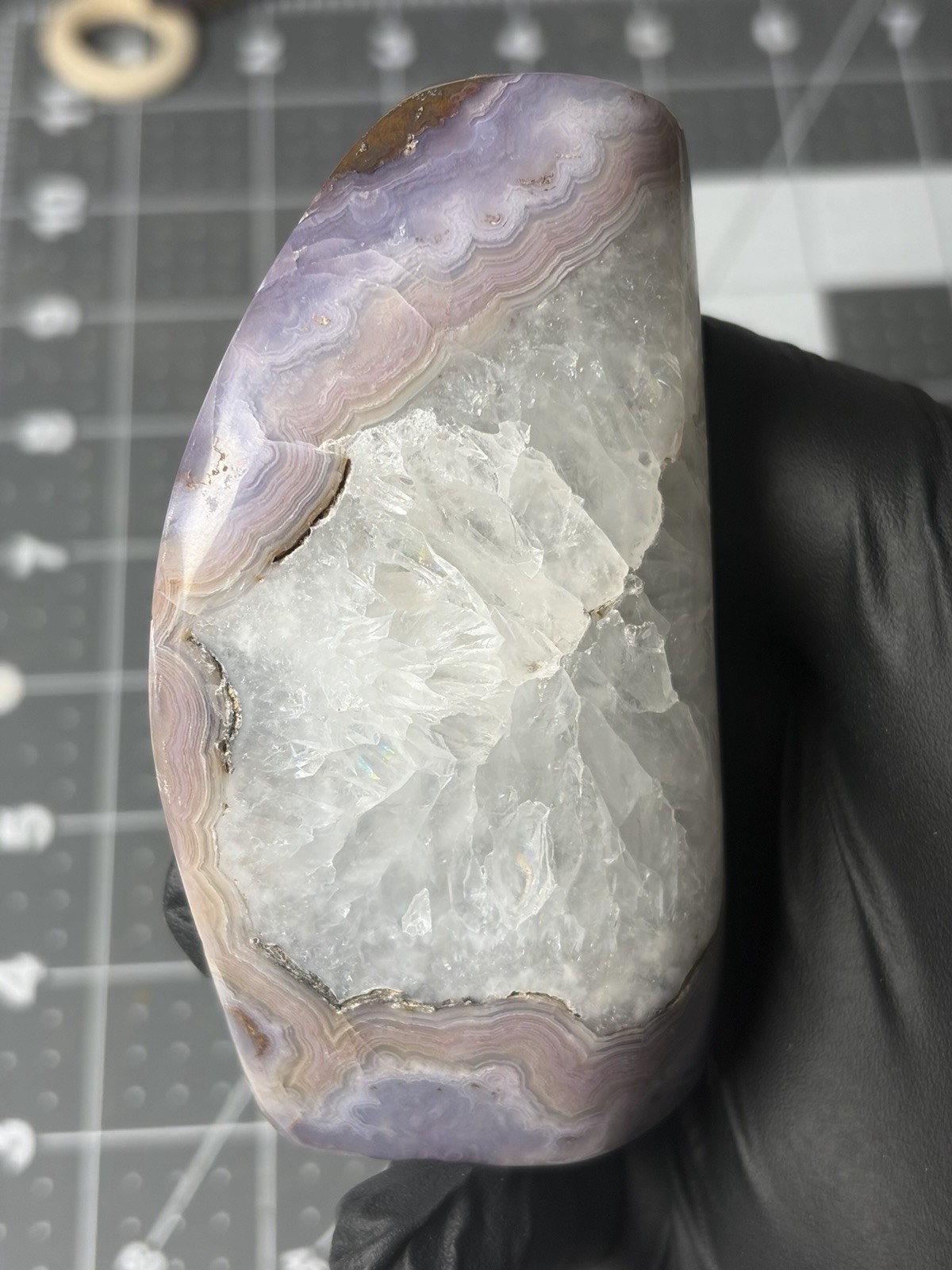 Rare Royal Aztec Lace Agate Free Form Quartz Purple Banding Handmade