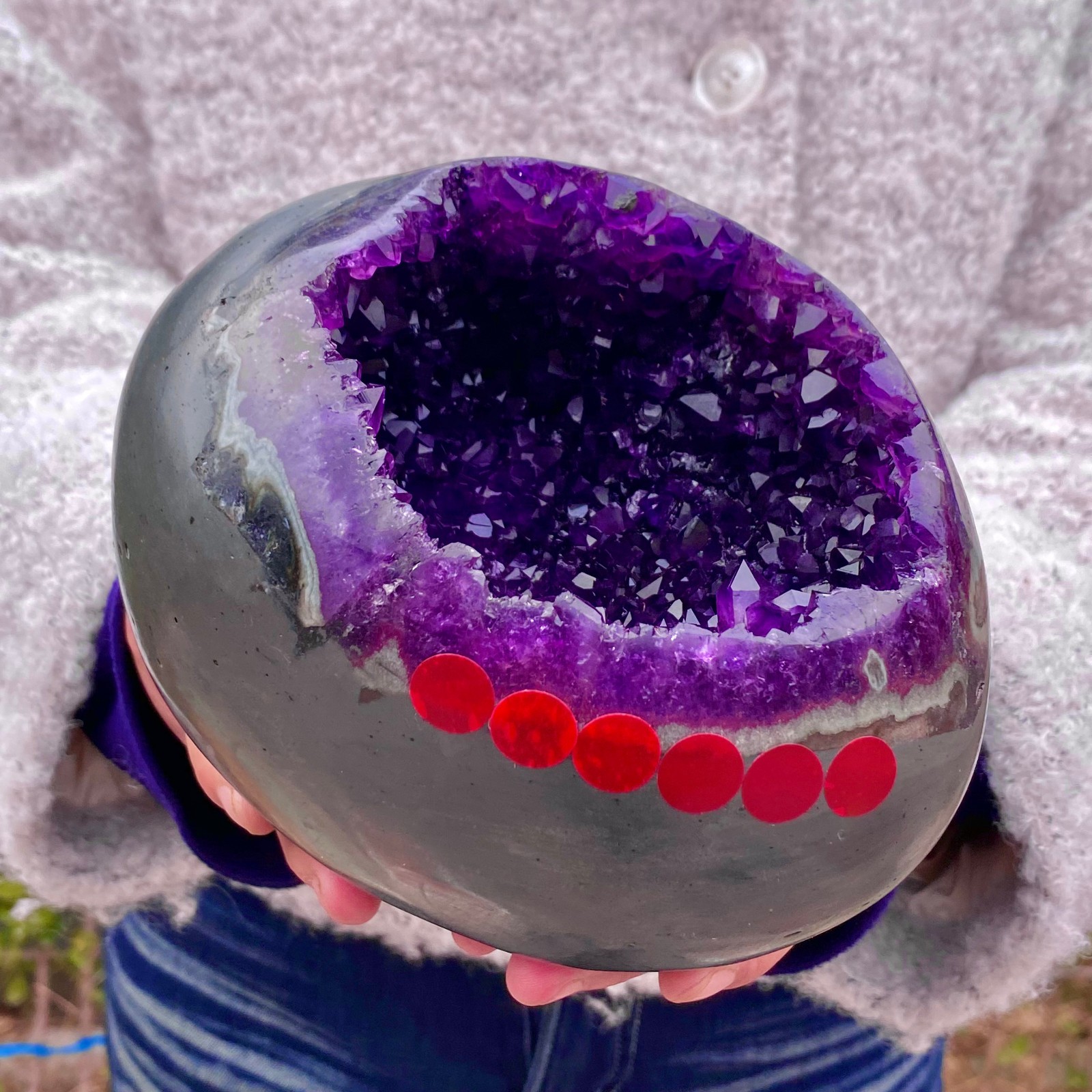 6.4LB Natural amethyst Dinosaur egg Quartz Crystal specimen healing