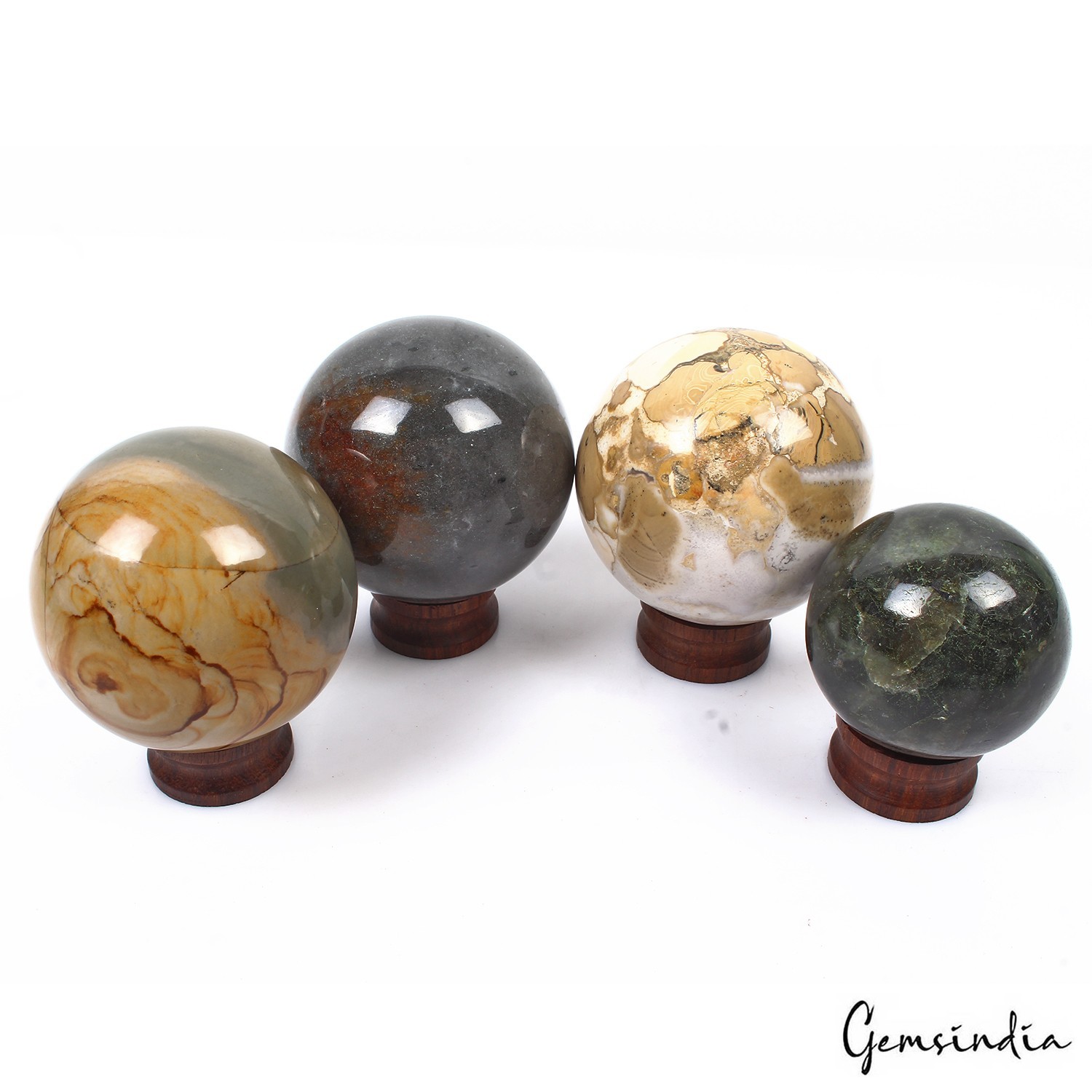 4180 Ct/4 Pcs Natural Untreated Multi Gems Healing Crystal Sphere Wholesale Gems