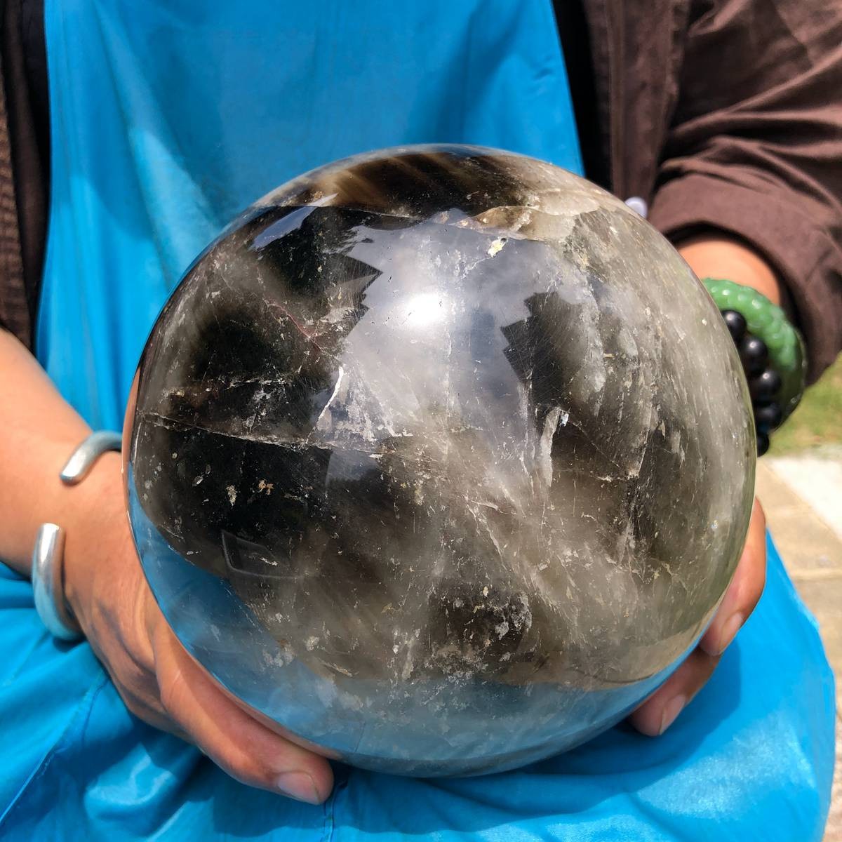 5950g Rare NATURAL Black Stone Ball Crystal Polishing Ball Treatment for