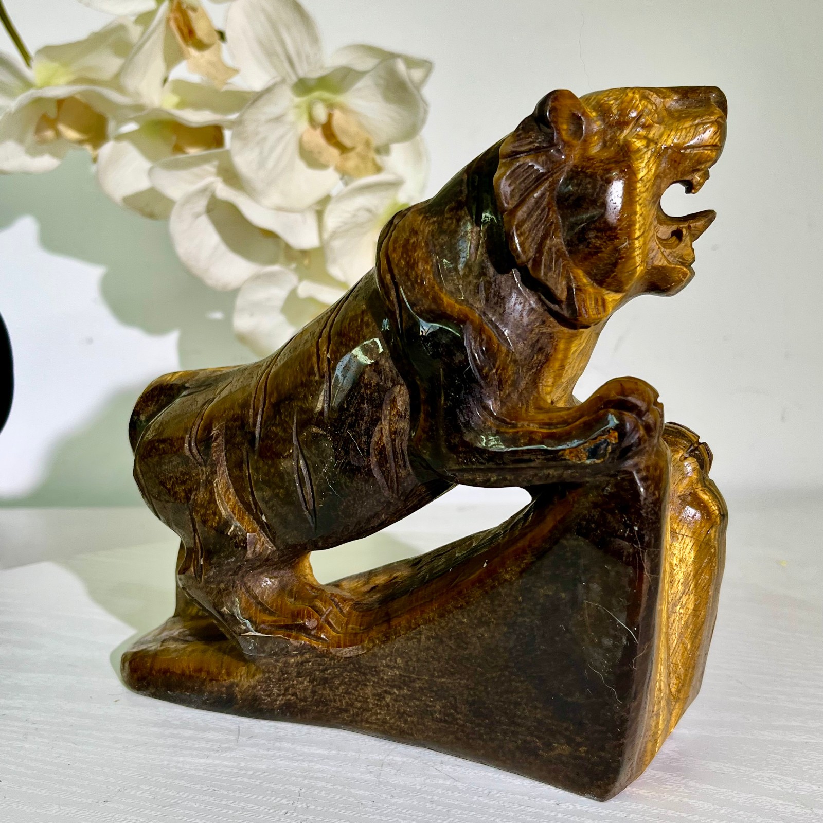5.73LB Natural tiger eye stone products, handmade carved and polished spiritual