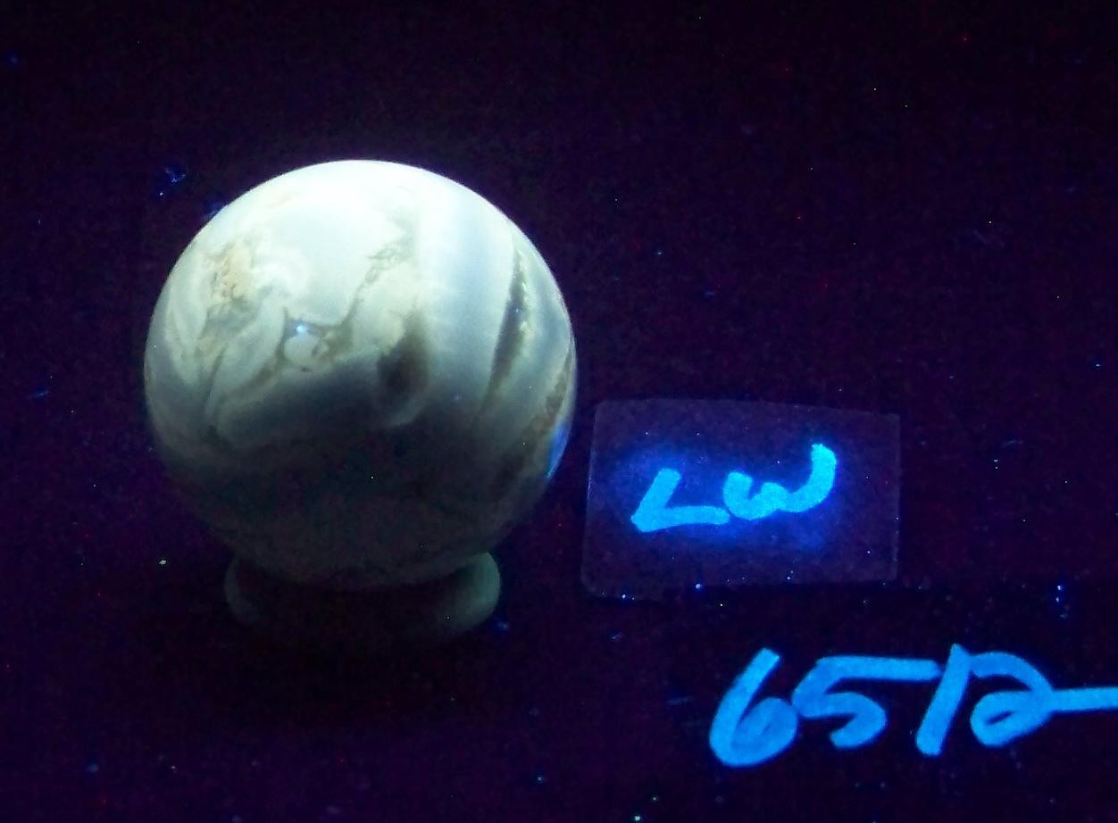 Fluorescent Chalcedony and Magnesite 38mm Sphere for UV Collection 6512