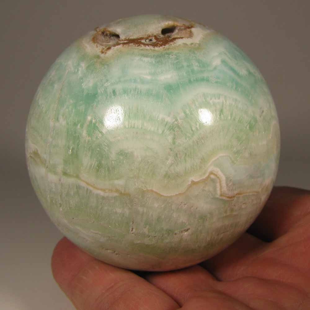 2.8″ Blue CARIBBEAN CALCITE Aragonite Sphere w/ Stand– Afghanistan – 71mm – 1 lb