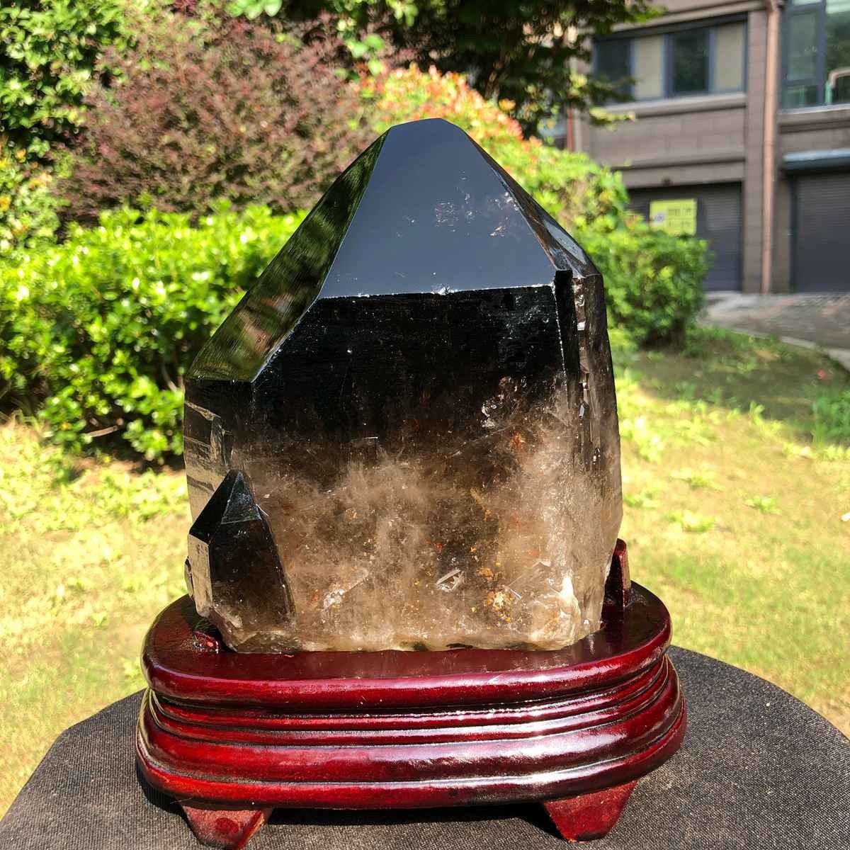 7.96LB Natural Dark tea quartz Crystal Specimen Reiki Mineral Add bracket 2343