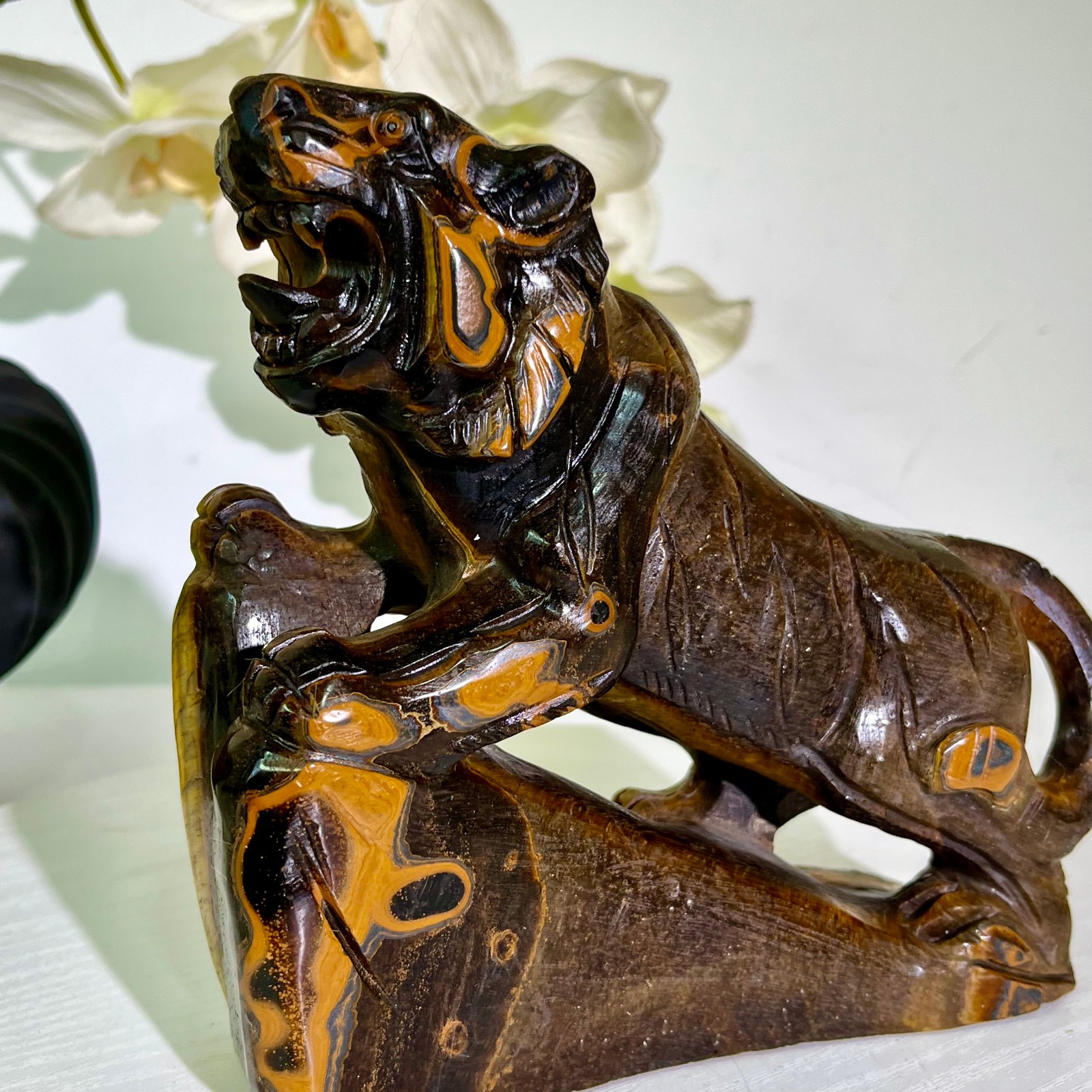 5.73LB Natural tiger eye stone products, handmade carved and polished spiritual