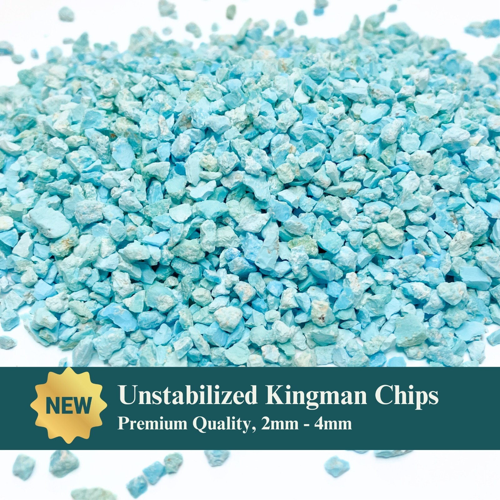 Crushed Unstabilized Kingman Turquoise Chips, 2mm-4mm, for Inlay, Rings, Crafts