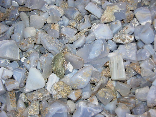 Blue chalcedony tumble polished holly blue agate mix size/grade 1/2 pound lot