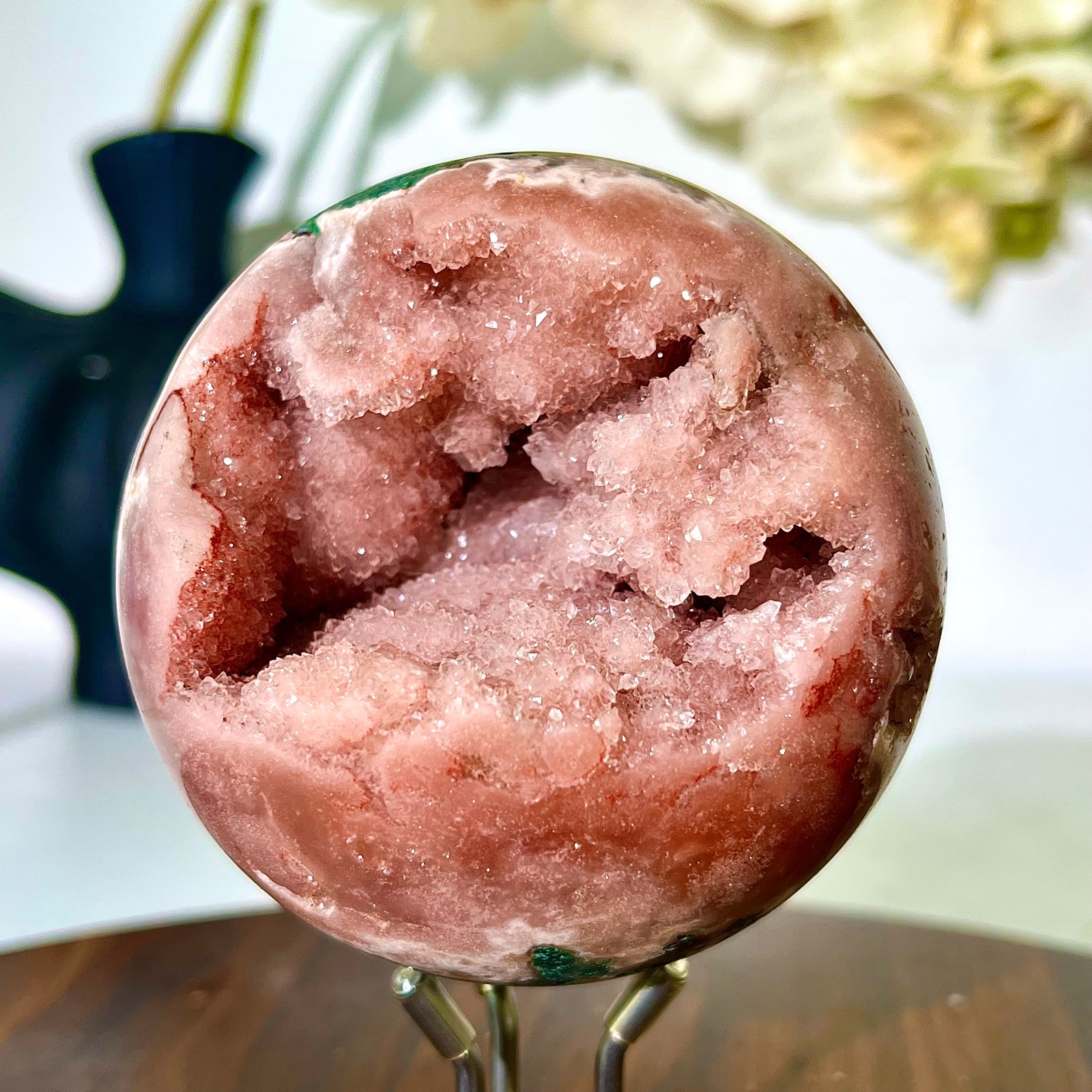 1.36LB Natural Purple Pink Crystal Advanced Cave Spherical Spiritual Decoration