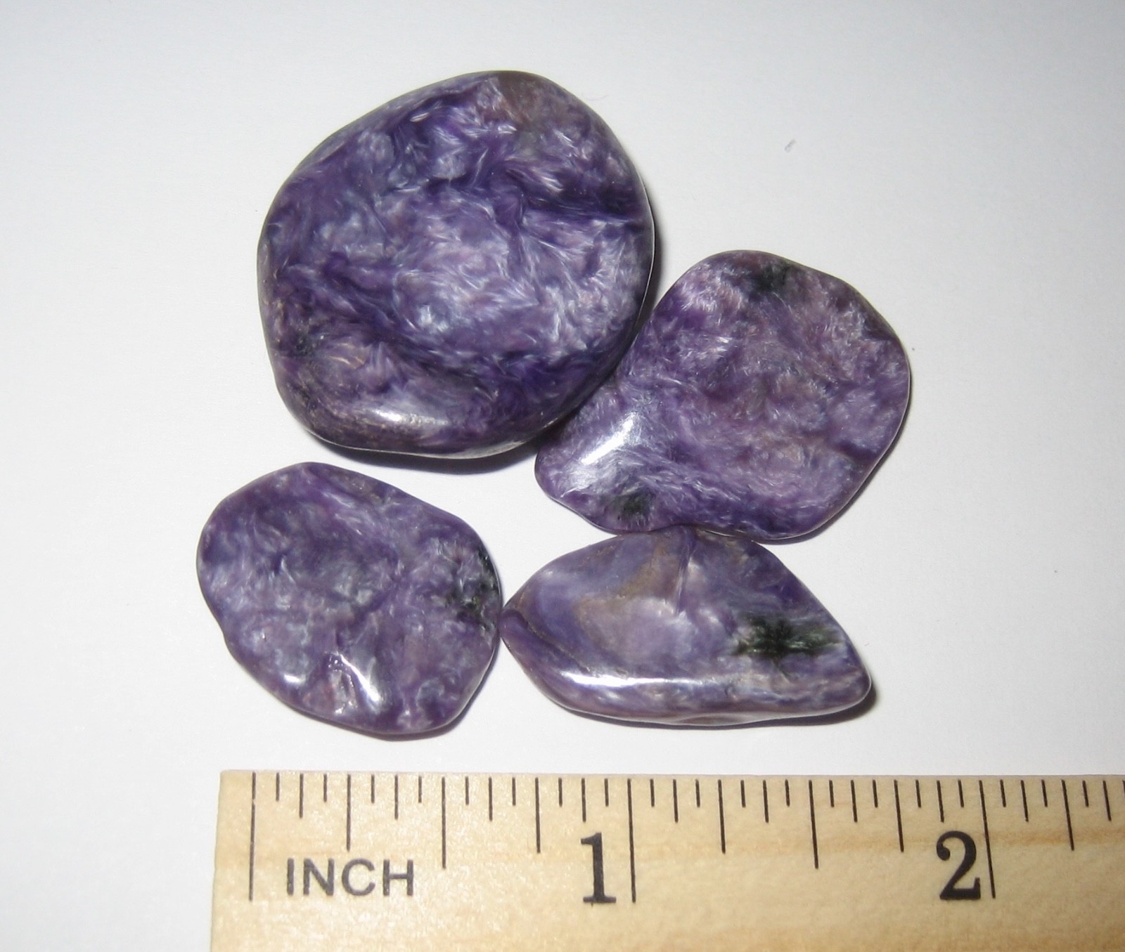 4 TUMBLED POLISHED NATURAL 0.8″-1.2″ CHAROITE STONE MINERALS RUSSIA 26.3grams *1