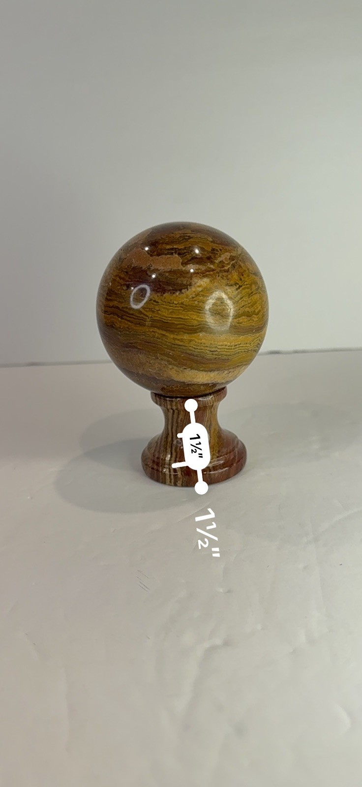 Collector-Grade Banded 🤎 Brown Onyx Sphere on Pedestal • 631g Natural Stone