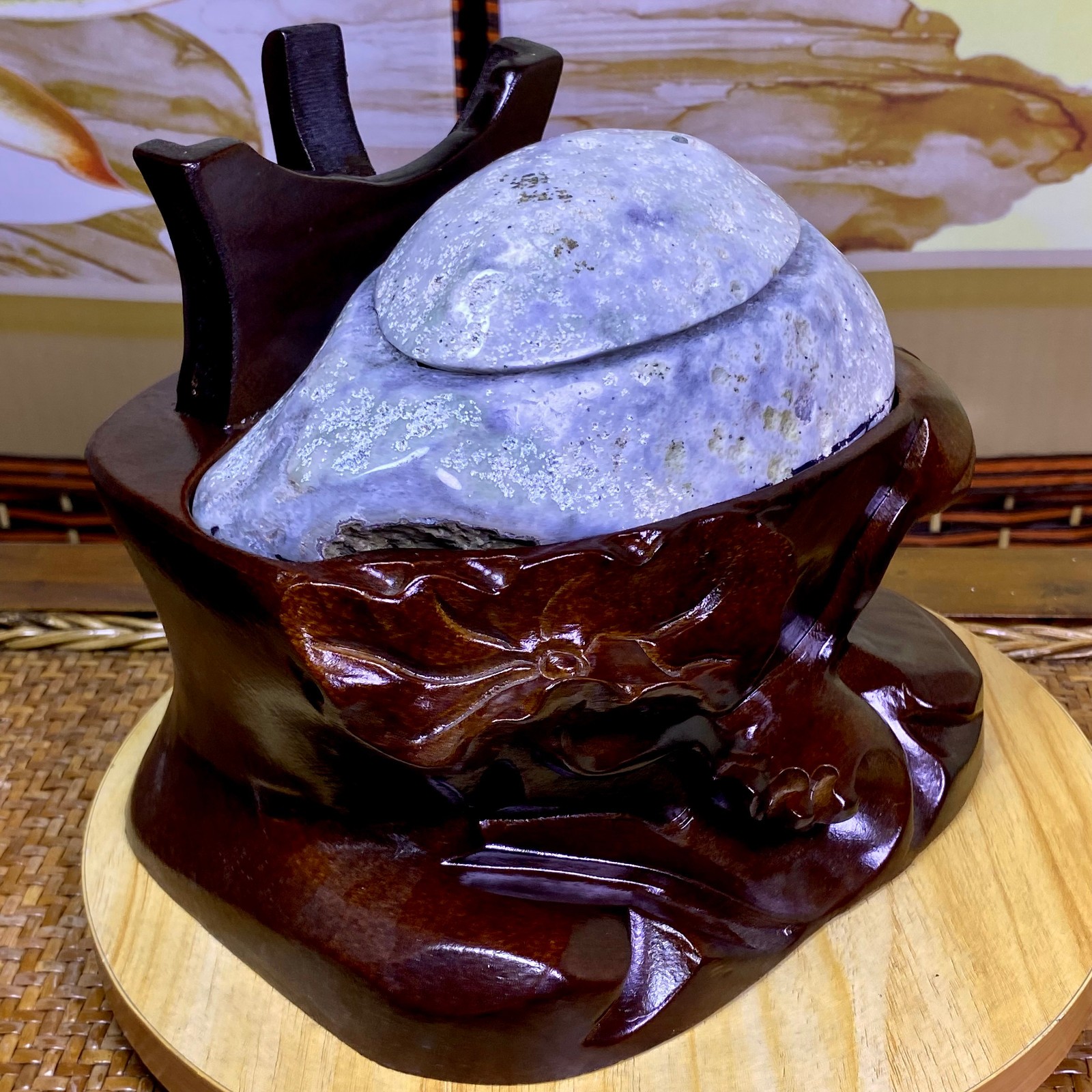 5.15LB Natural Amethyst Geode Quartz Crystal Cornucopia Mineral Specimen +Stand
